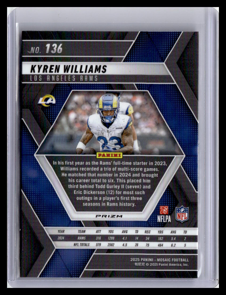 2025 Panini Mosaic #136 Kyren Williams Mosaic Reactive Purple