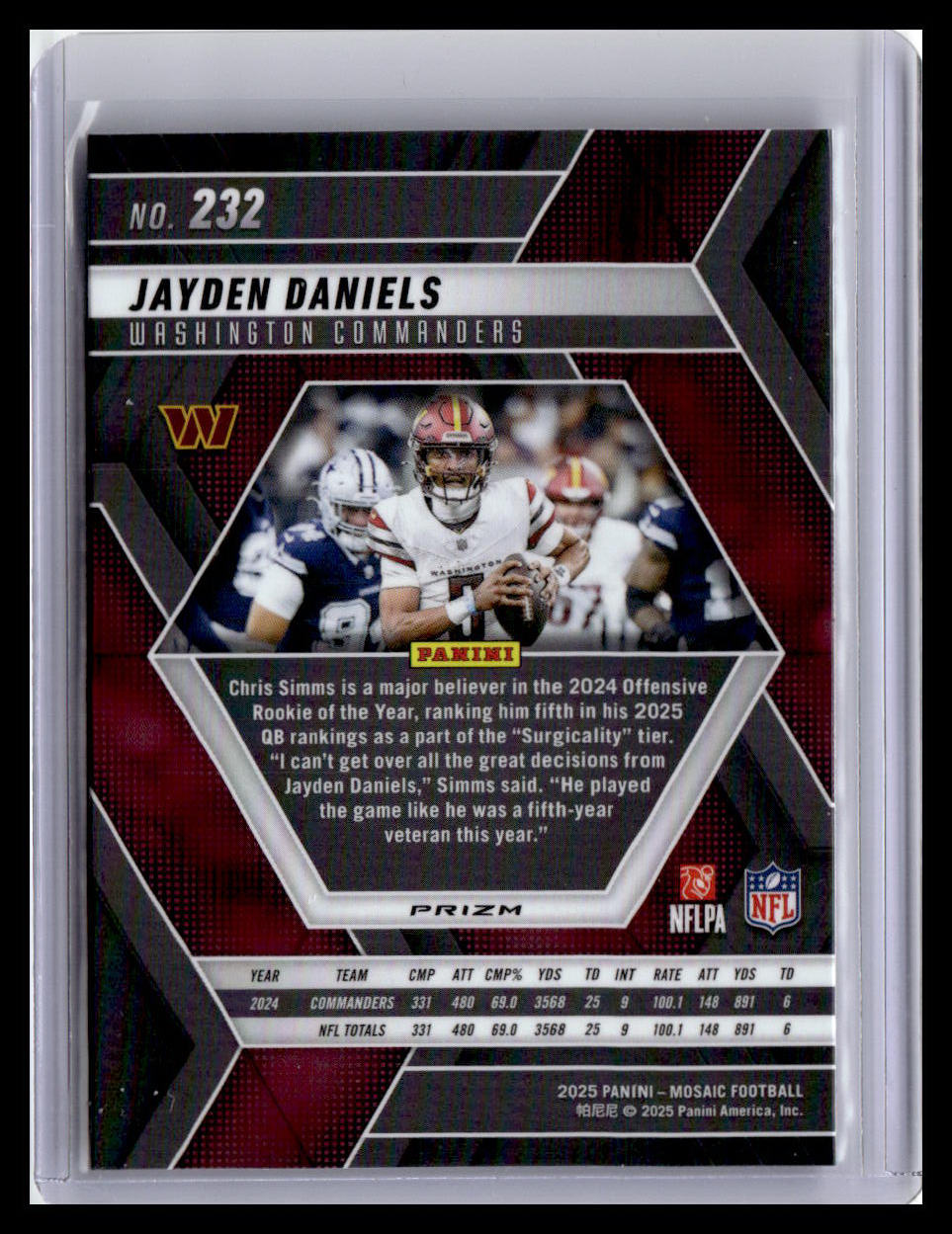 2025 Panini Mosaic #232 Jayden Daniels Mosaic Reactive Purple