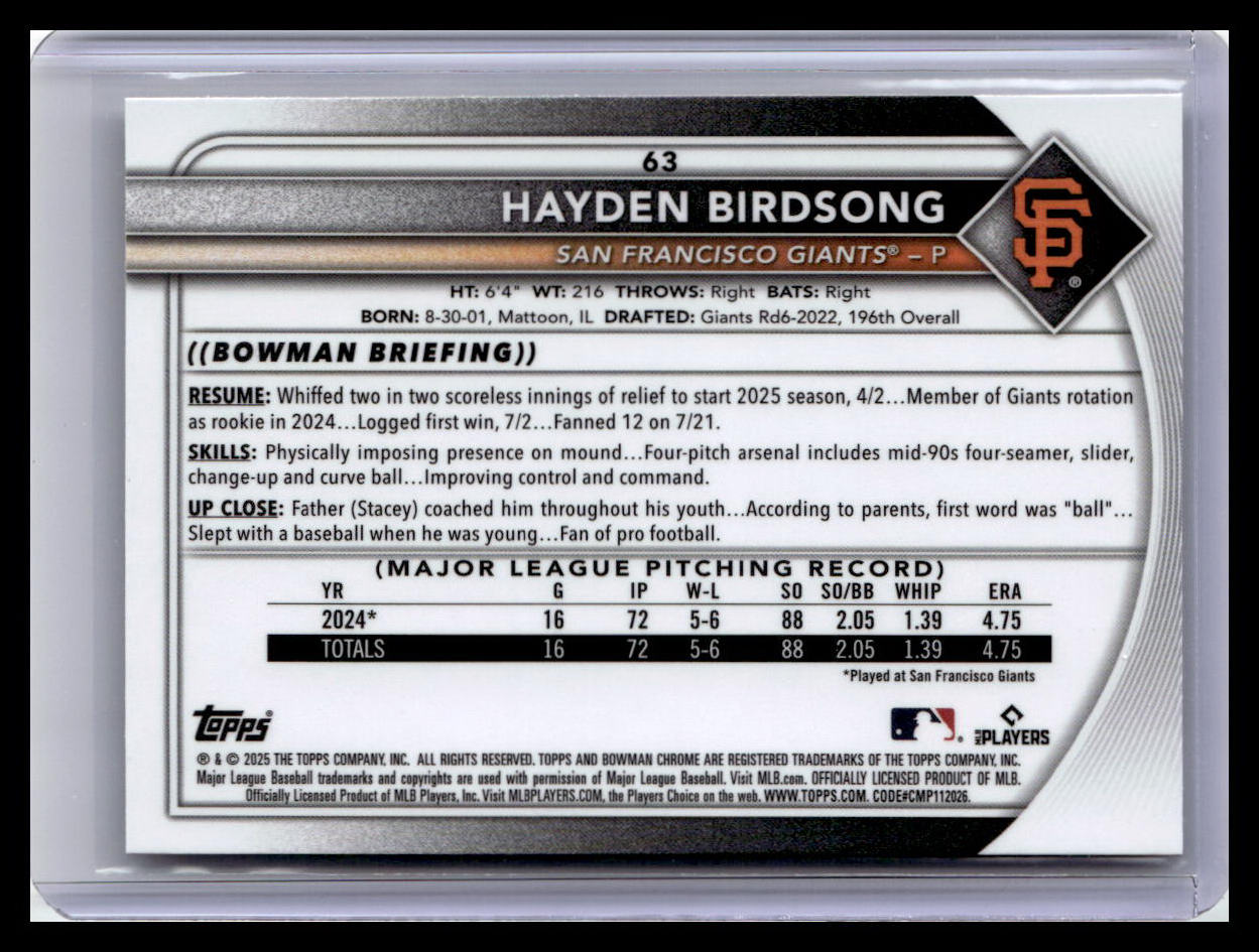 2025 Bowman Chrome #63 Hayden Birdsong