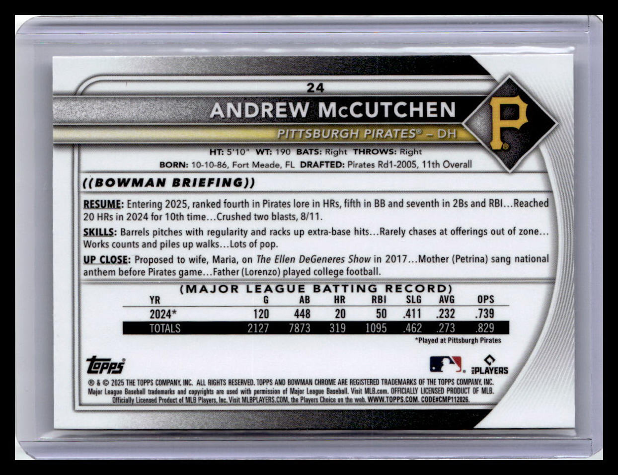2025 Bowman Chrome #24 Andrew McCutchen