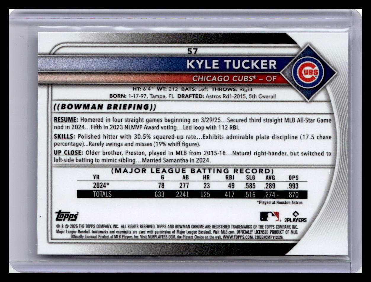 2025 Bowman Chrome #57 Kyle Tucker