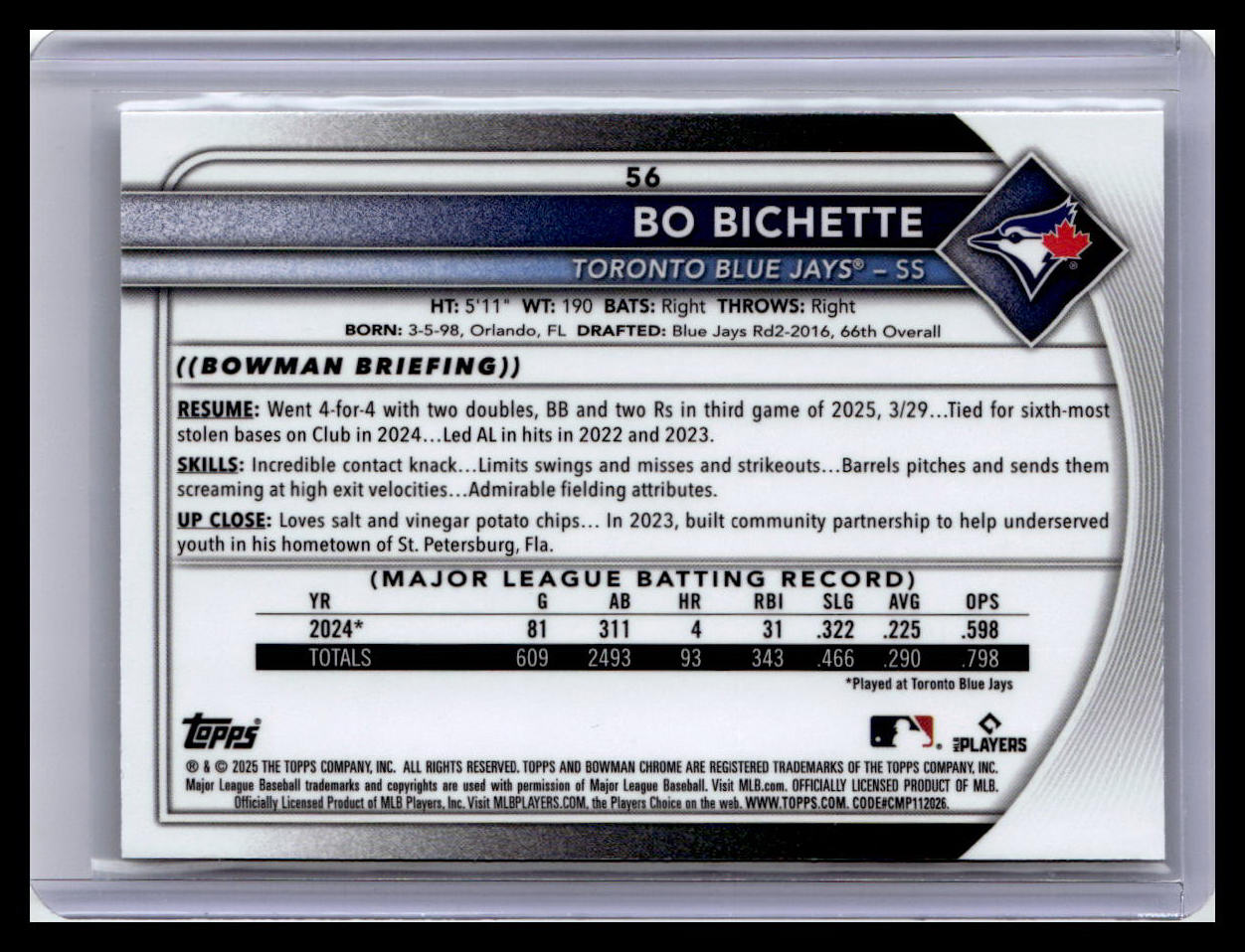 2025 Bowman Chrome #56 Bo Bichette