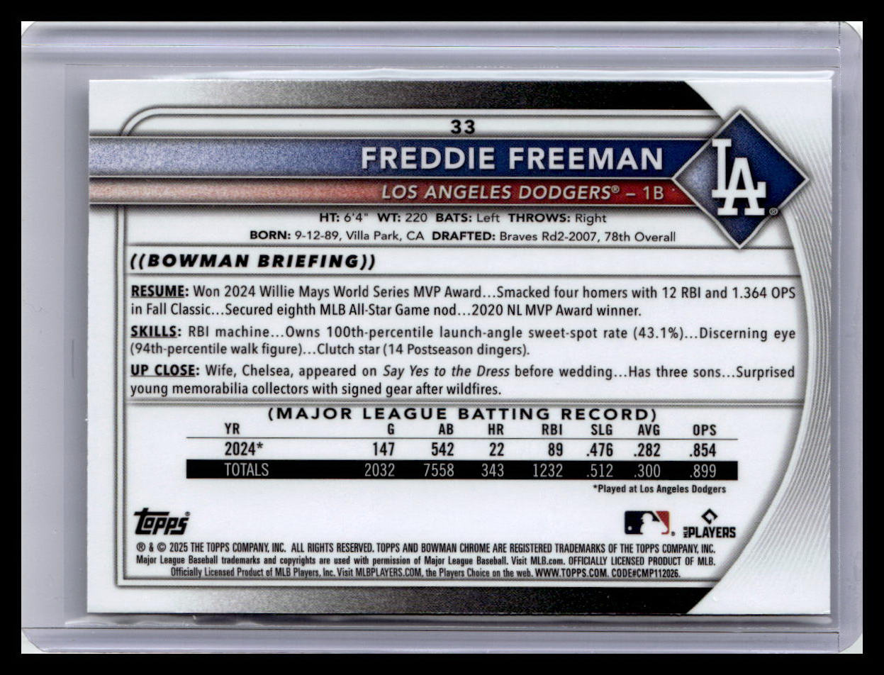 2025 Bowman Chrome #33 Freddie Freeman