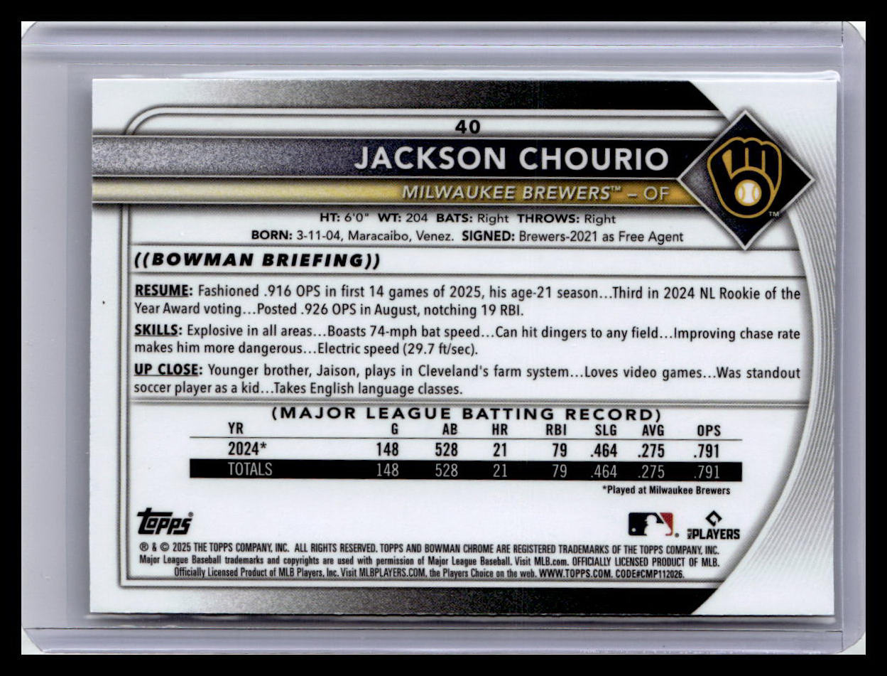 2025 Bowman Chrome #40 Jackson Chourio