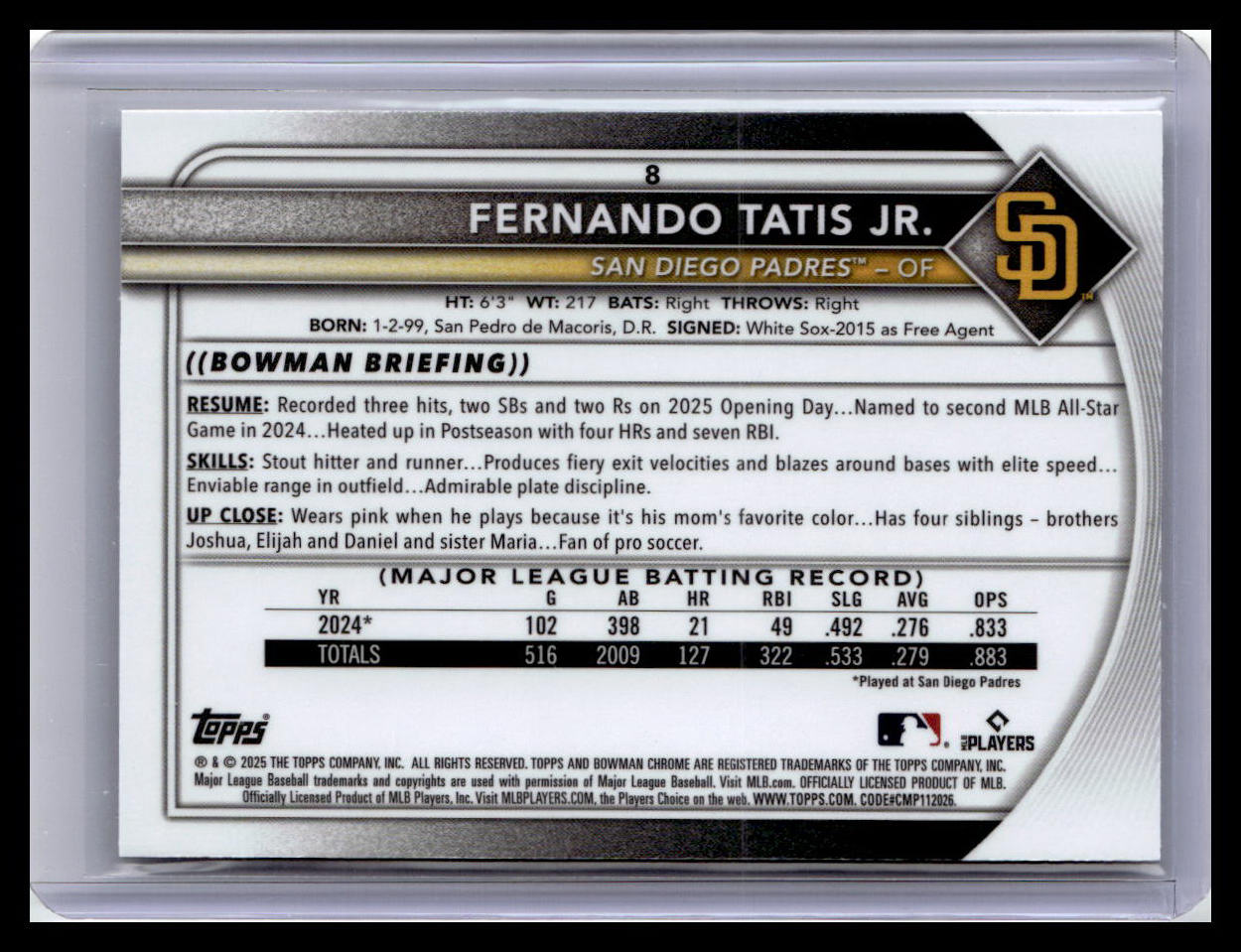 2025 Bowman Chrome #8 Fernando Tatis Jr.