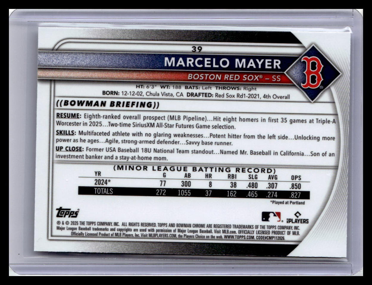 2025 Bowman Chrome #39 Marcelo Mayer