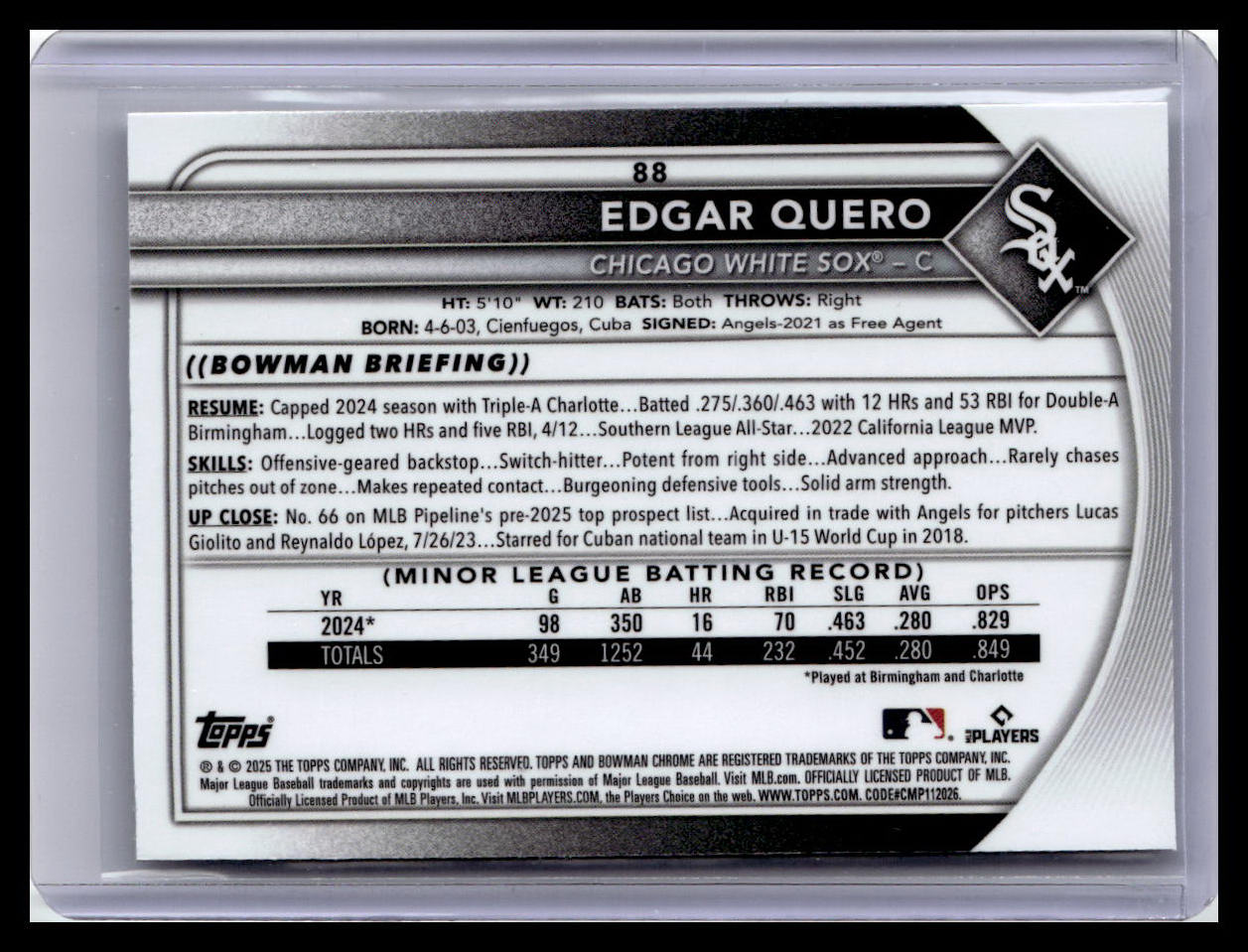 2025 Bowman Chrome #88 Edgar Quero
