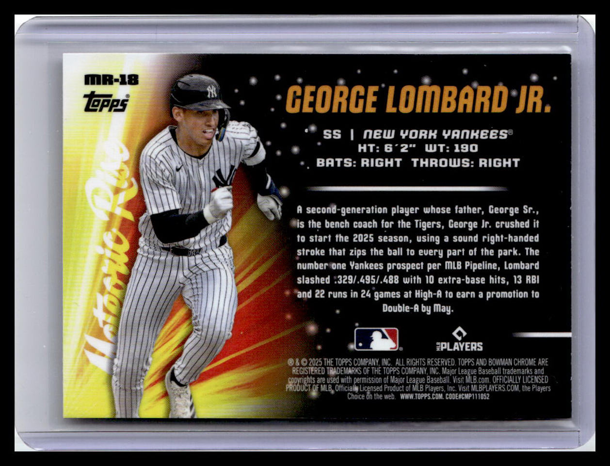2025 Bowman Chrome #MR-18 George Lombard Jr. Meteoric Rise Mojo Refractor