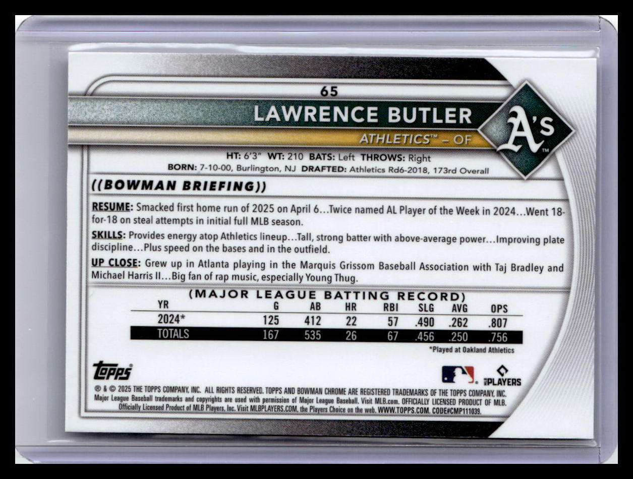 2025 Bowman Chrome #65 Lawrence Butler Mojo Refractors