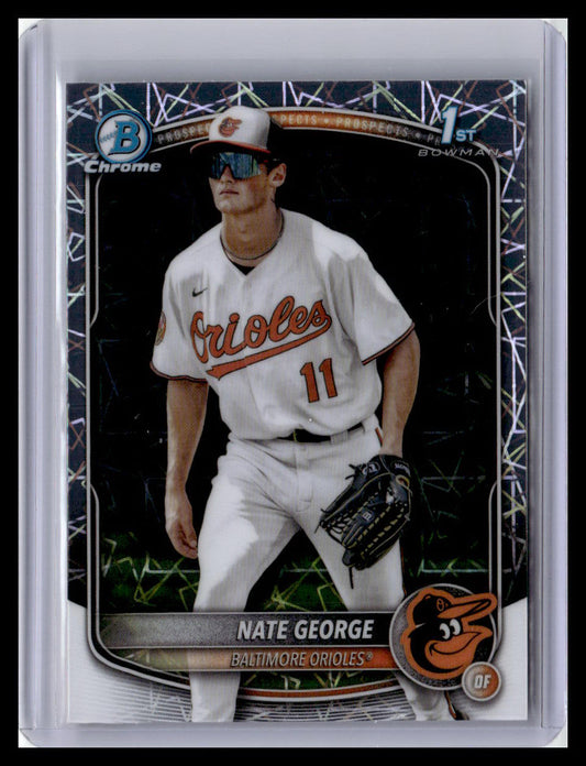 2025 Bowman Chrome #BCP-184 Nate George Prospects Laser 1st Bowman