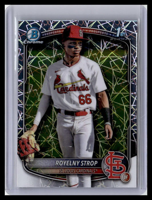 2025 Bowman Chrome #BCP-221 Royelny Strop Prospects Laser 1st Bowman