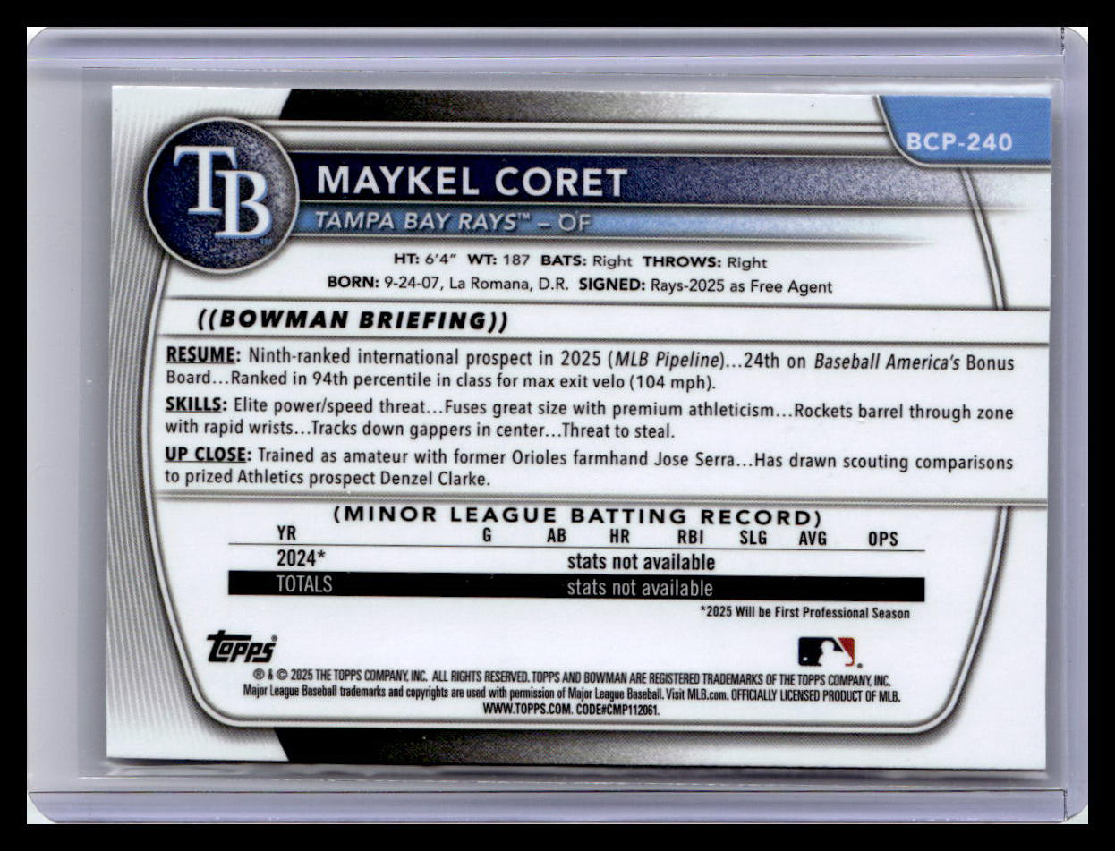 2025 Bowman Chrome #BCP-240 Maykel Coret Prospects 1st Bowman
