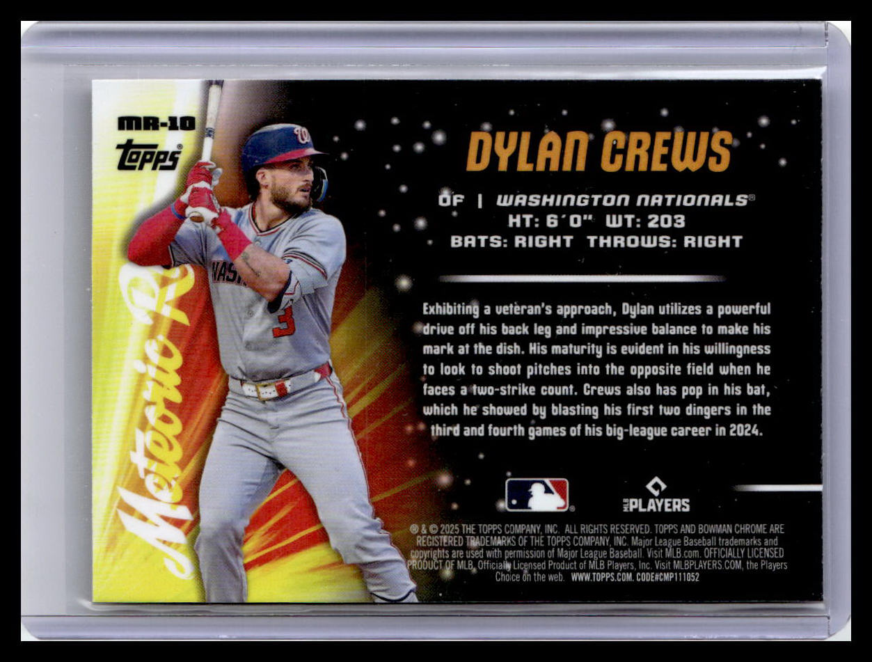 2025 Bowman Chrome #MR-10 Dylan Crews Meteoric Rise