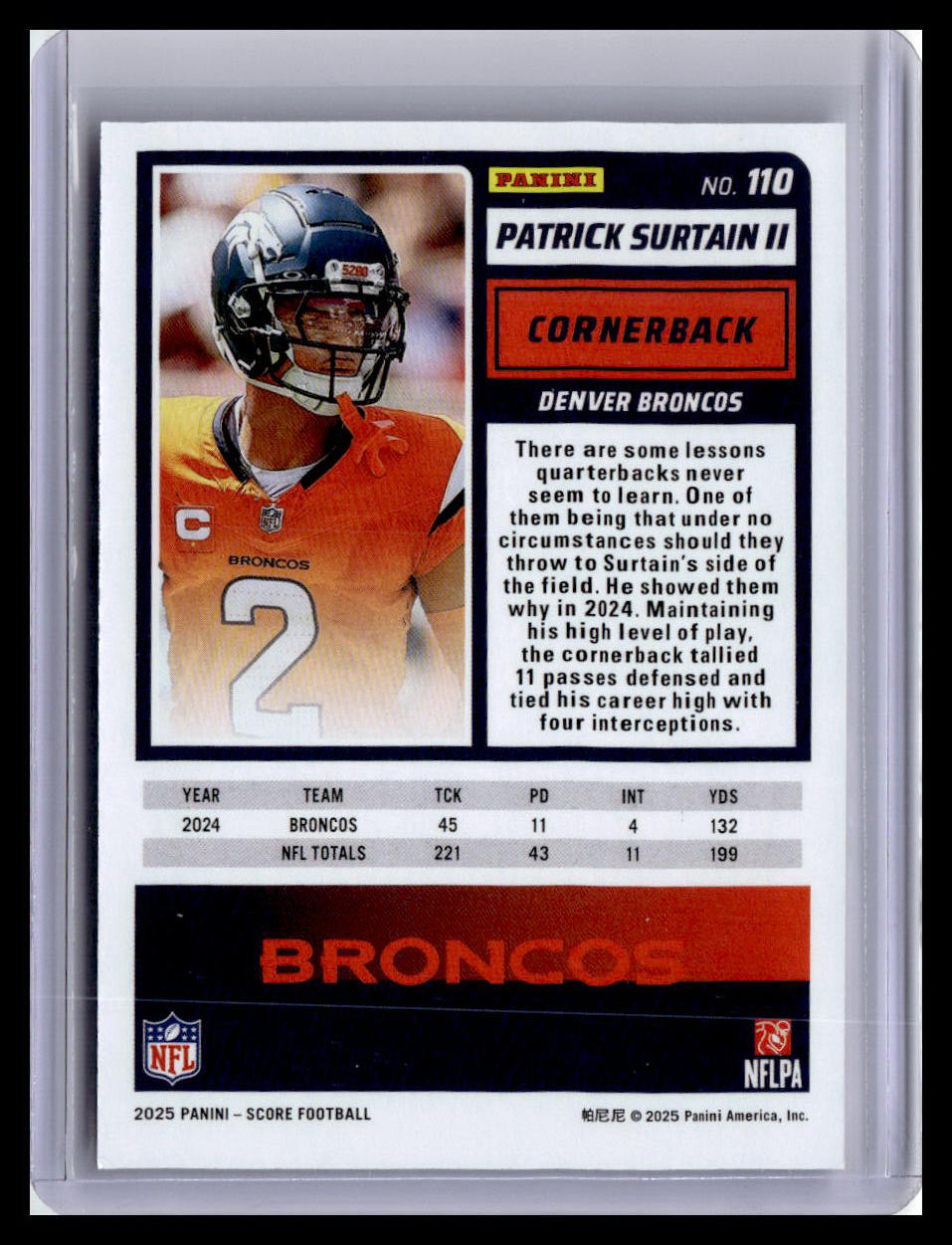 2025 Score #110 Patrick Surtain II