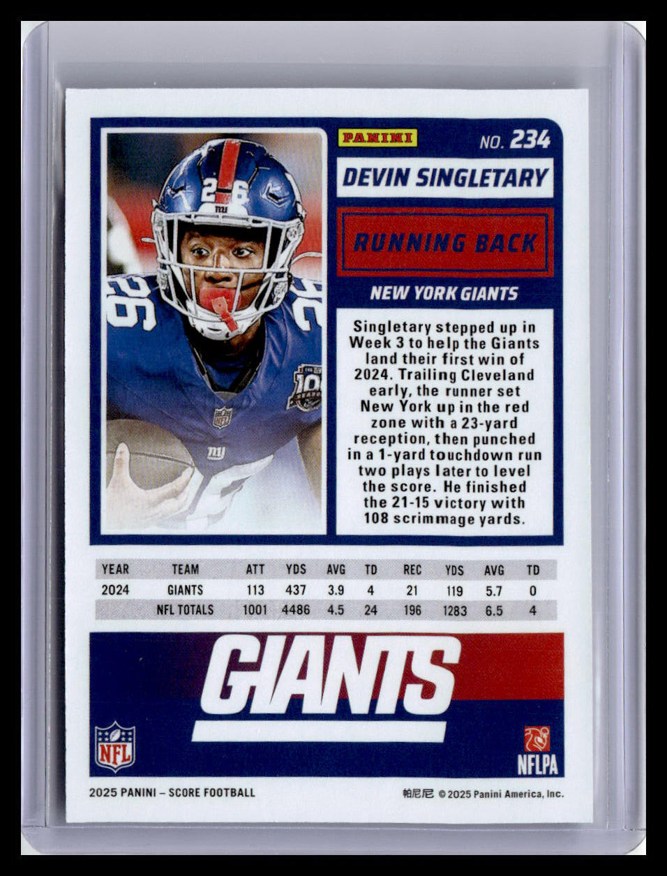 2025 Score #234 Devin Singletary