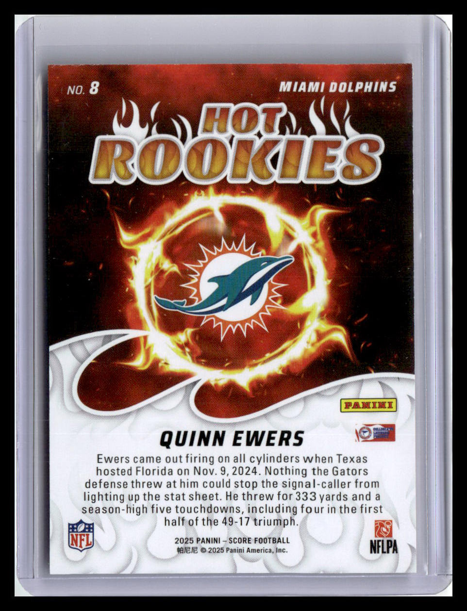 2025 Score #8 Quinn Ewers Hot Rookies