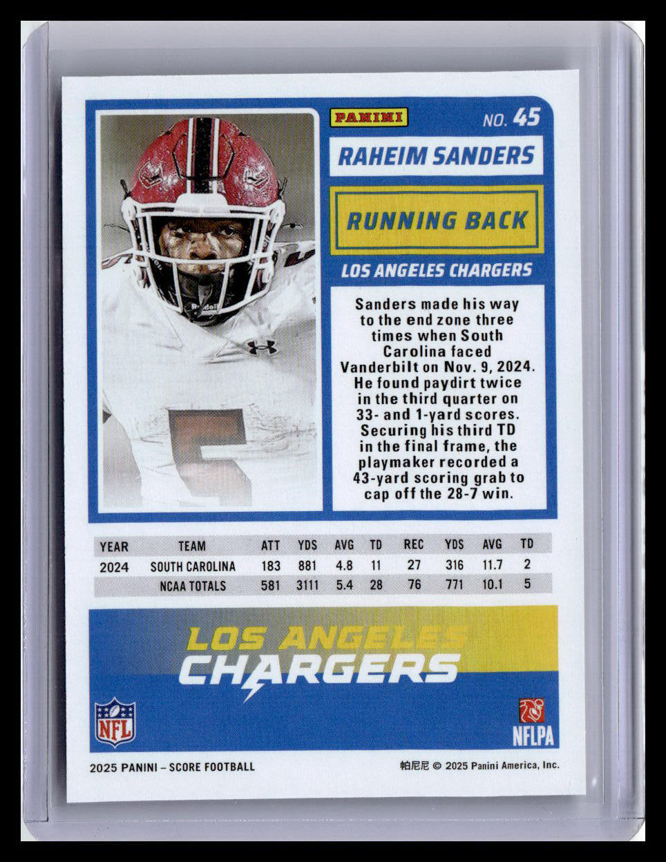 2025 Score #45 Raheim Sanders (RC)