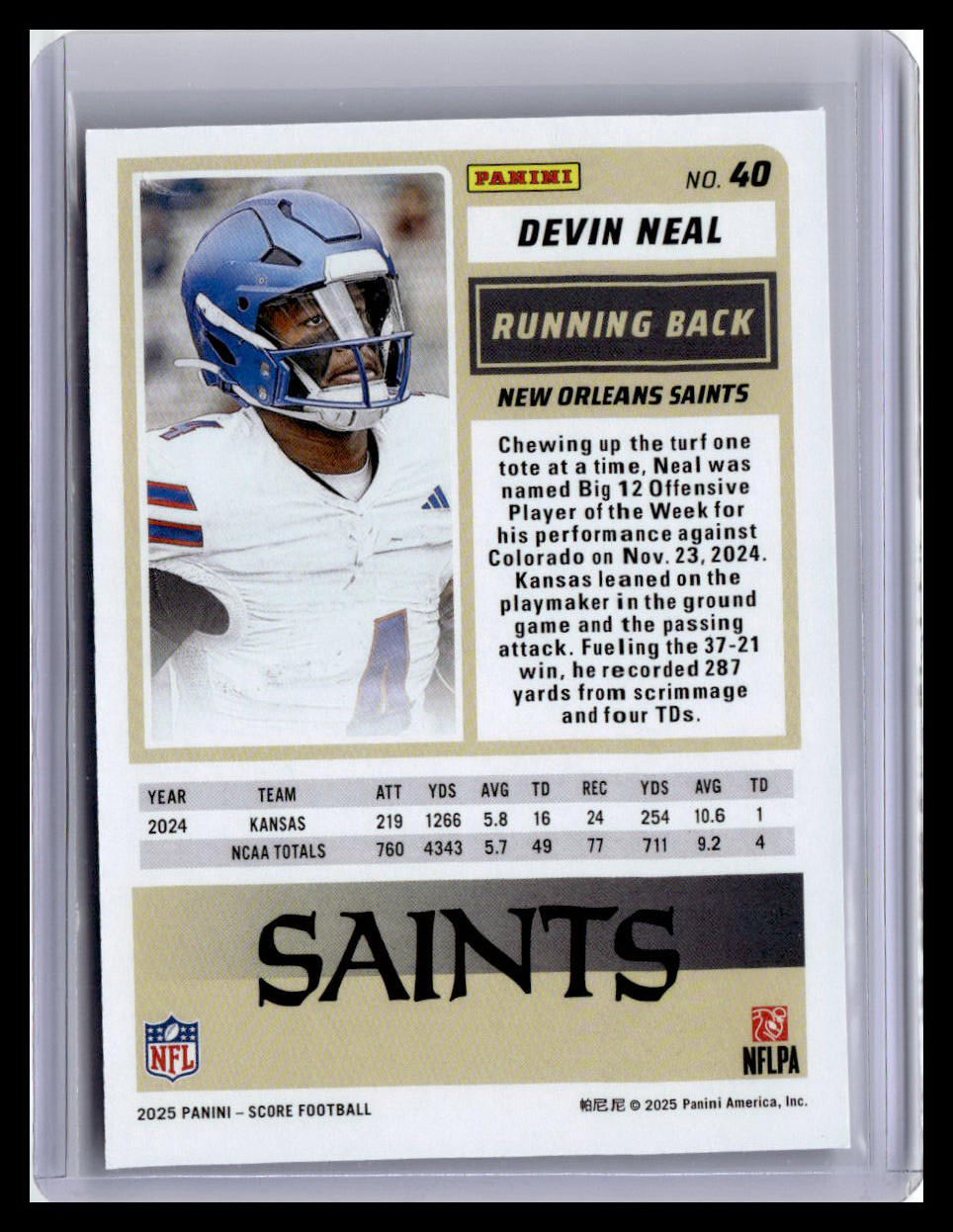 2025 Score #40 Devin Neal (RC)
