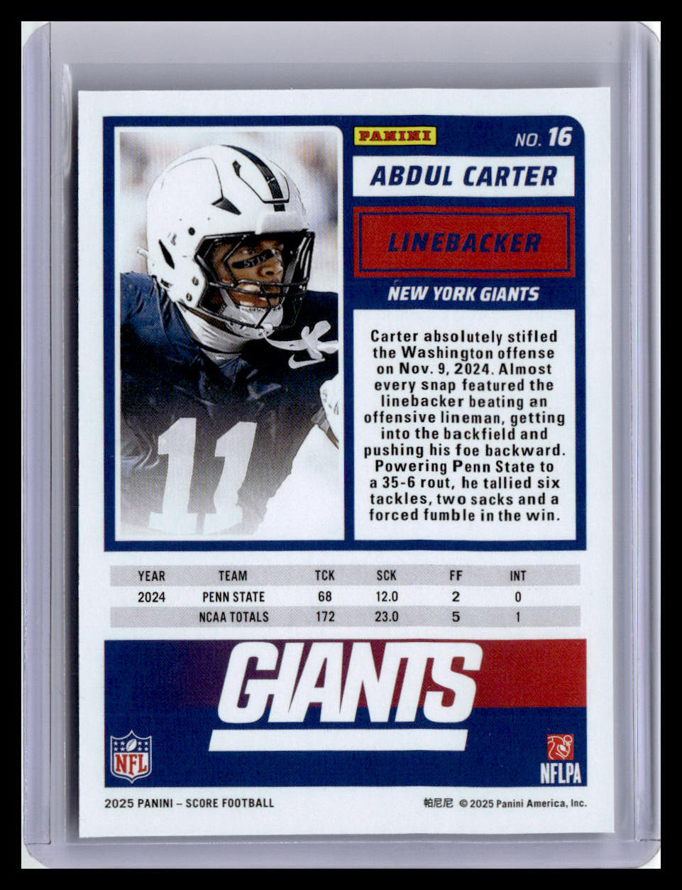 2025 Score #16 Abdul Carter (RC)