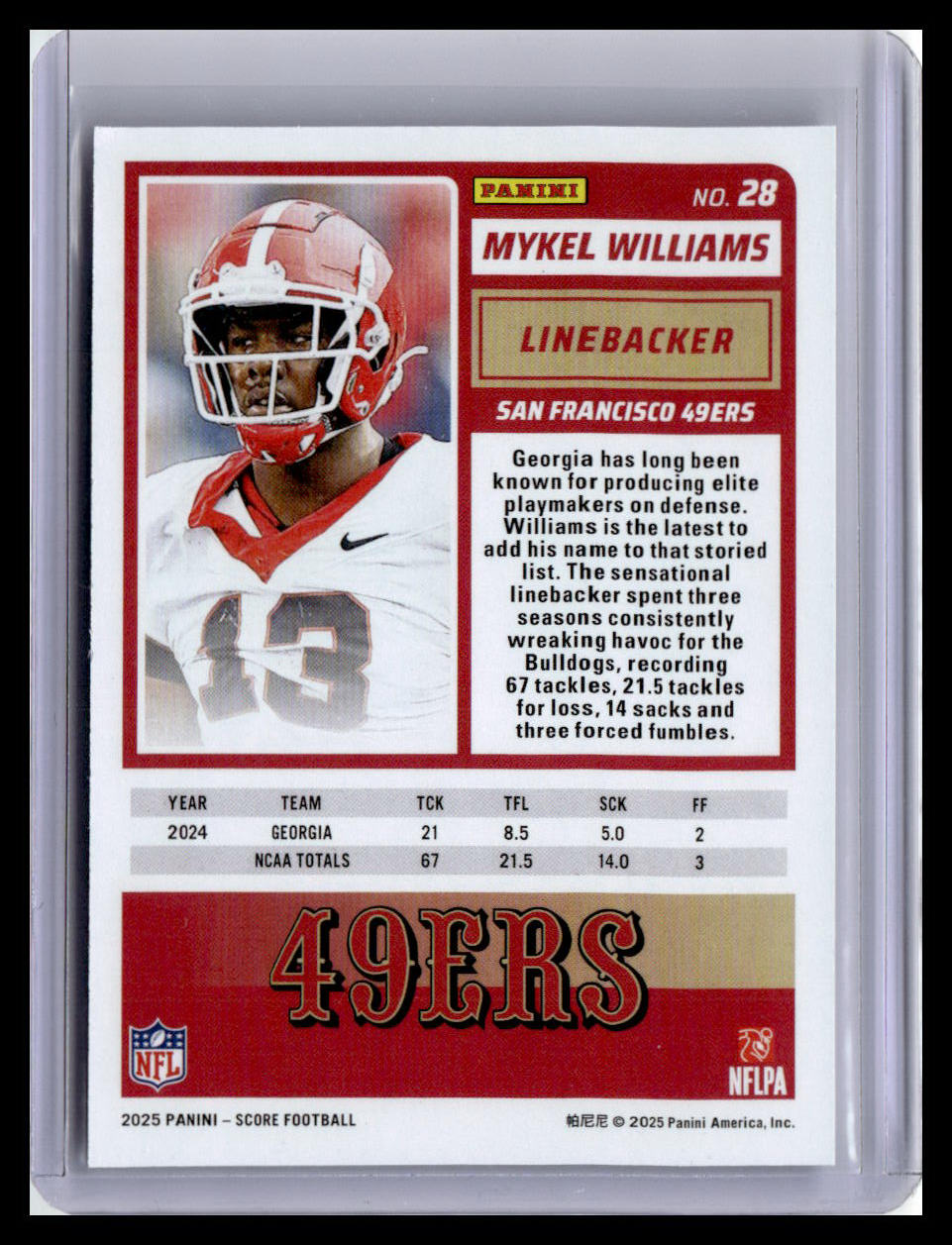 2025 Score #28 Mykel Williams (RC)