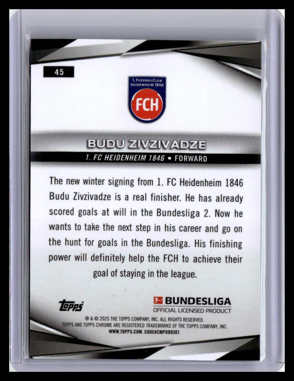 2024-25 Topps Chrome Bundesliga #45 Budu Zivzivadze