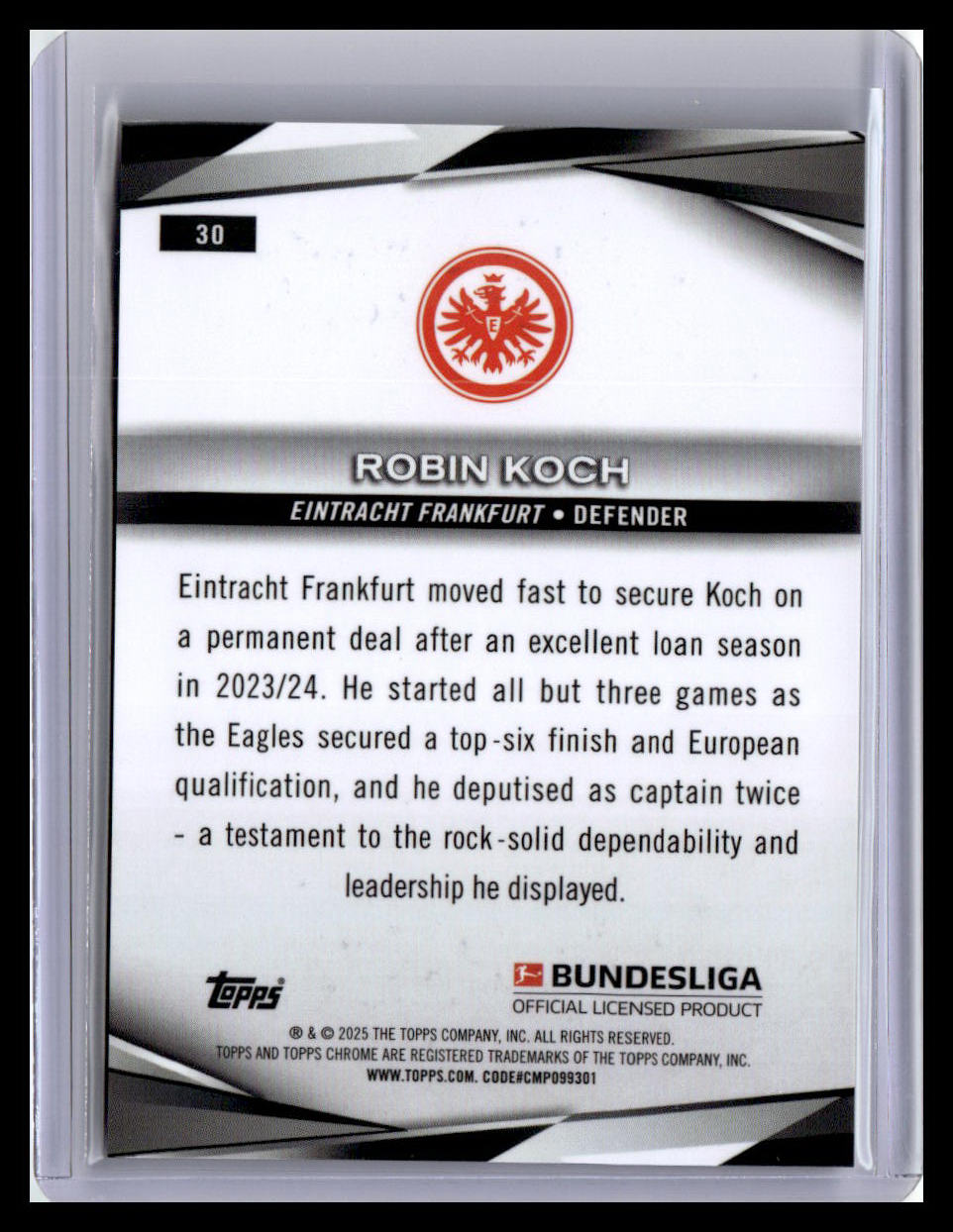 2024-25 Topps Chrome Bundesliga #30 Robin Koch