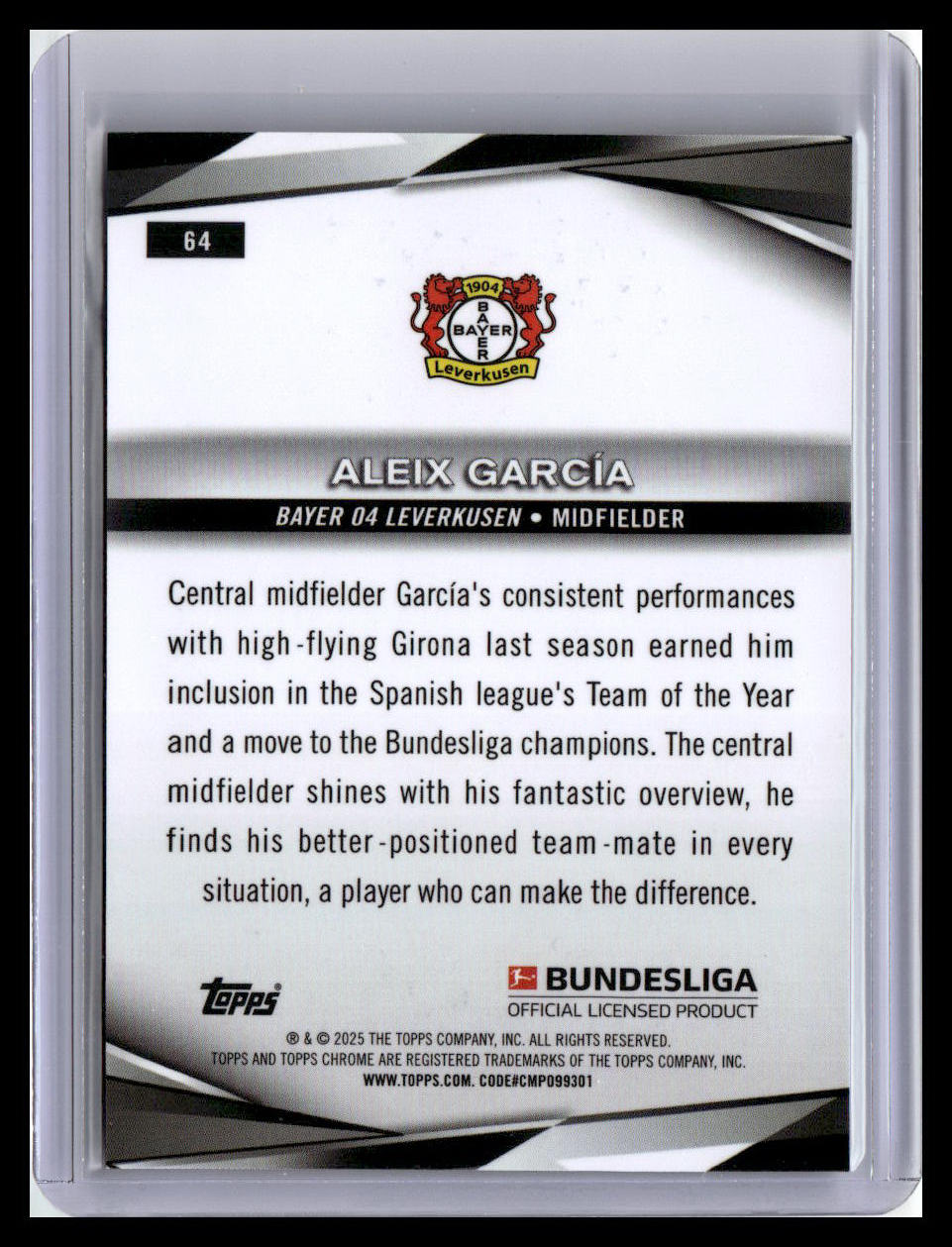 2024-25 Topps Chrome Bundesliga #64 Aleix García