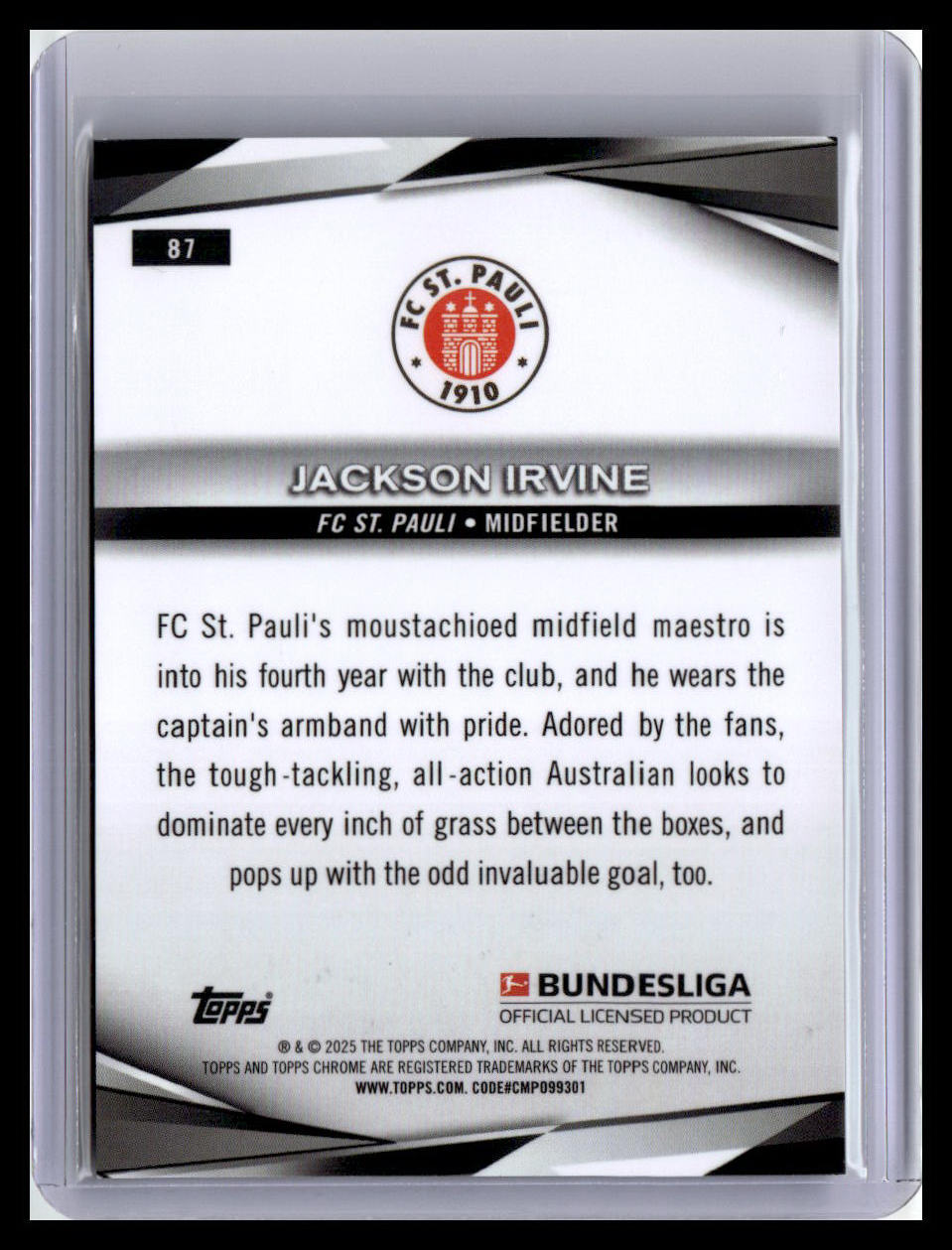 2024-25 Topps Chrome Bundesliga #87 Jackson Irvine
