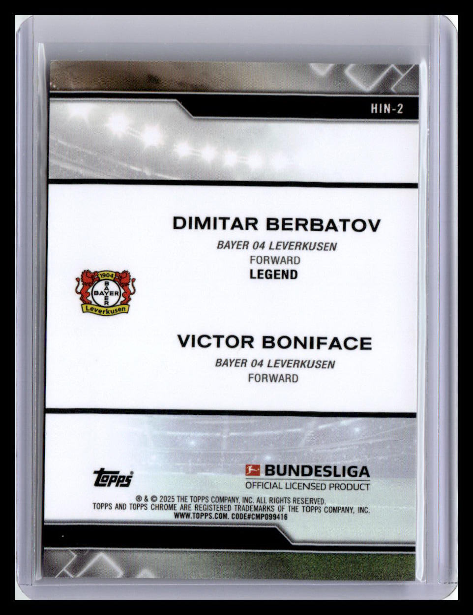 2024-25 Topps Chrome Bundesliga #HIN-2 Boniface / Berbatov History is Now