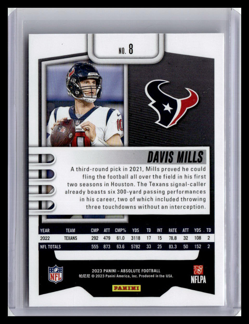 2023 Panini Absolute #8 Davis Mills