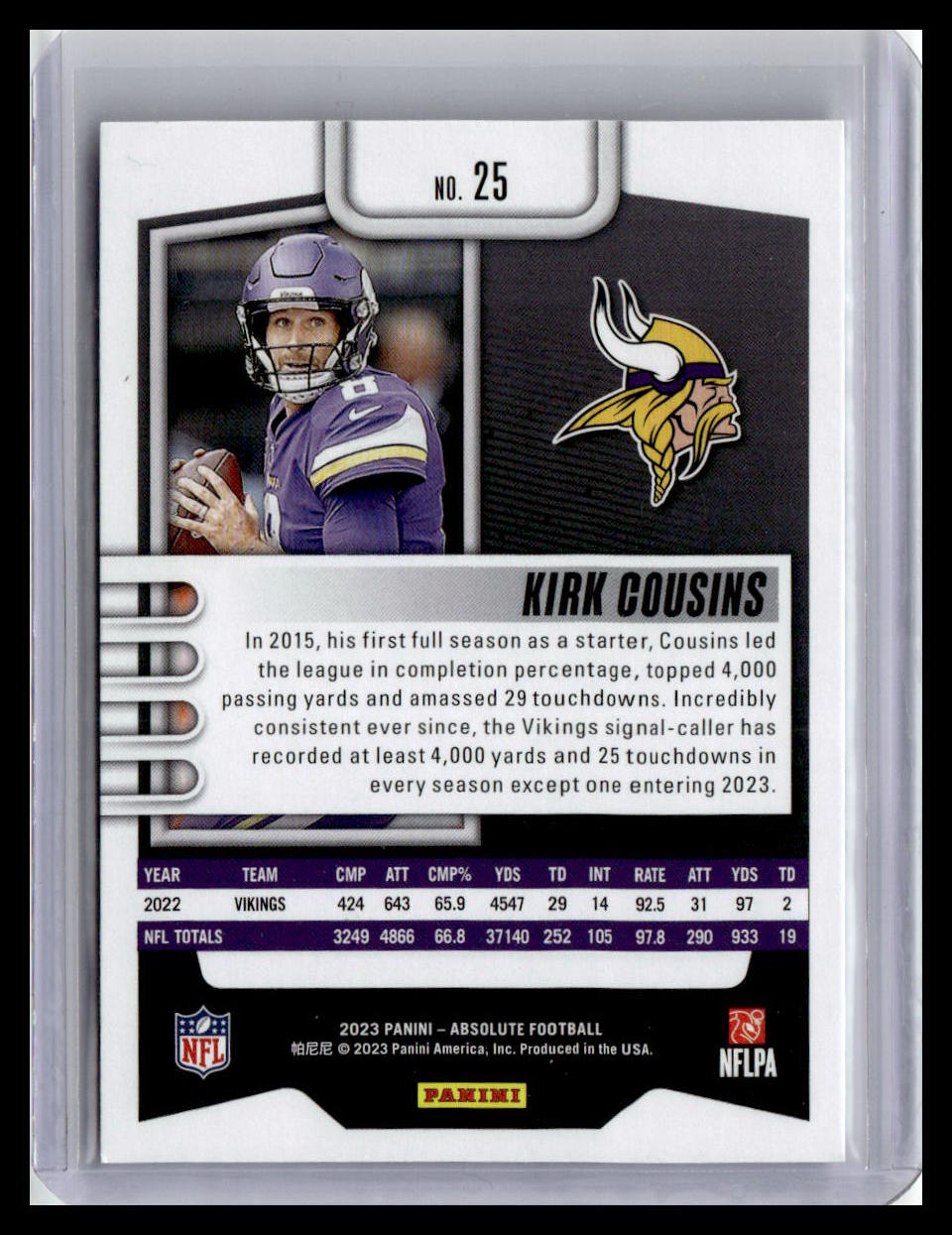 2023 Panini Absolute #25 Kirk Cousins