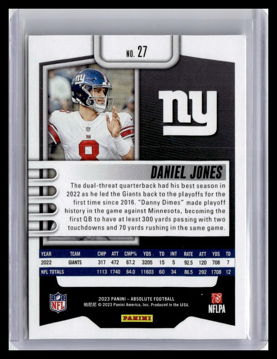 2023 Panini Absolute #27 Daniel Jones