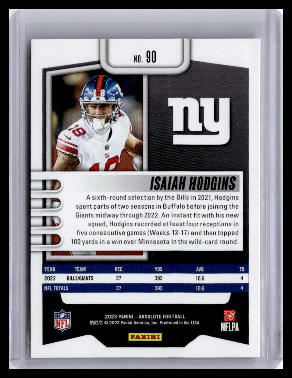 2023 Panini Absolute #90 Isaiah Hodgins