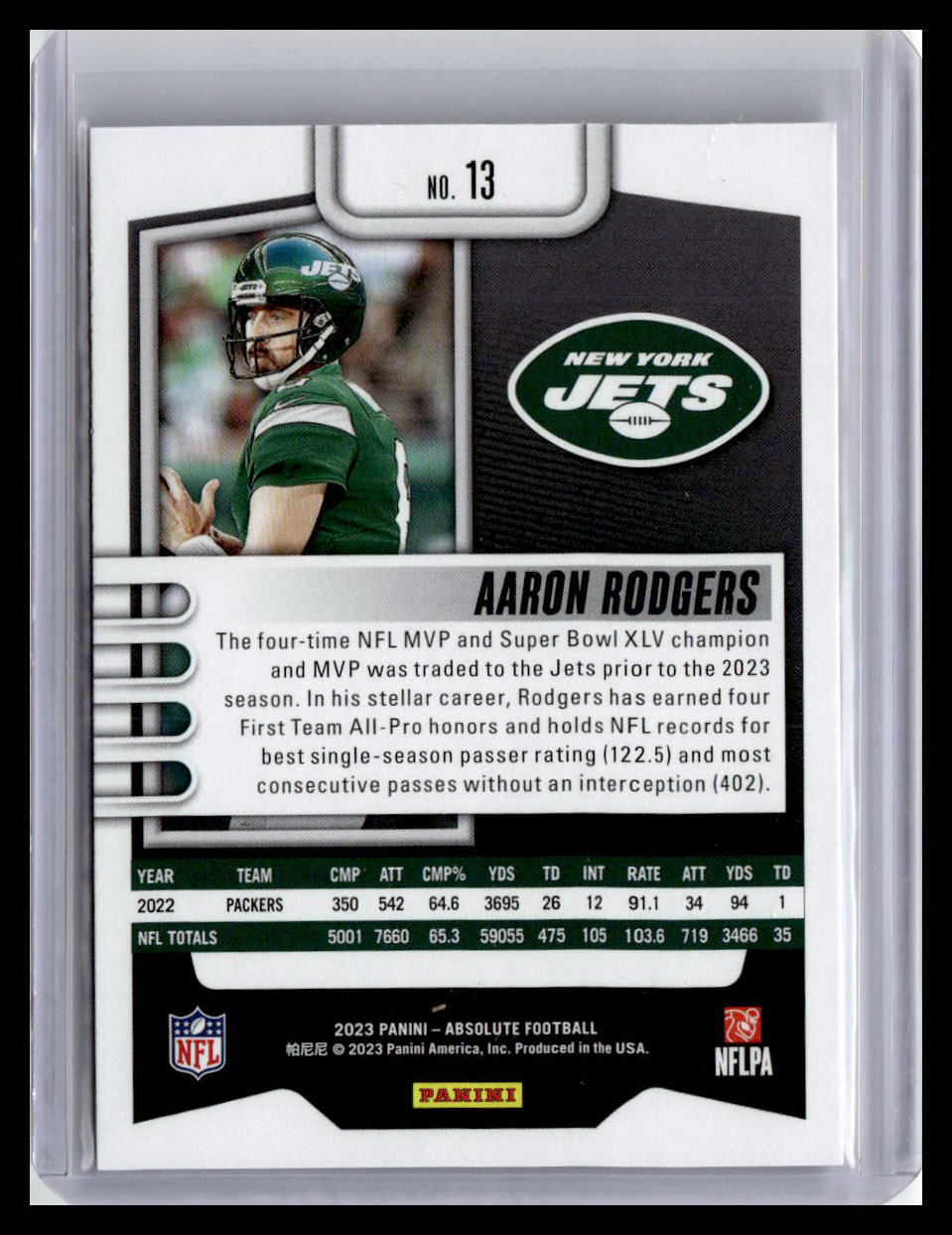 2023 Panini Absolute #13 Aaron Rodgers
