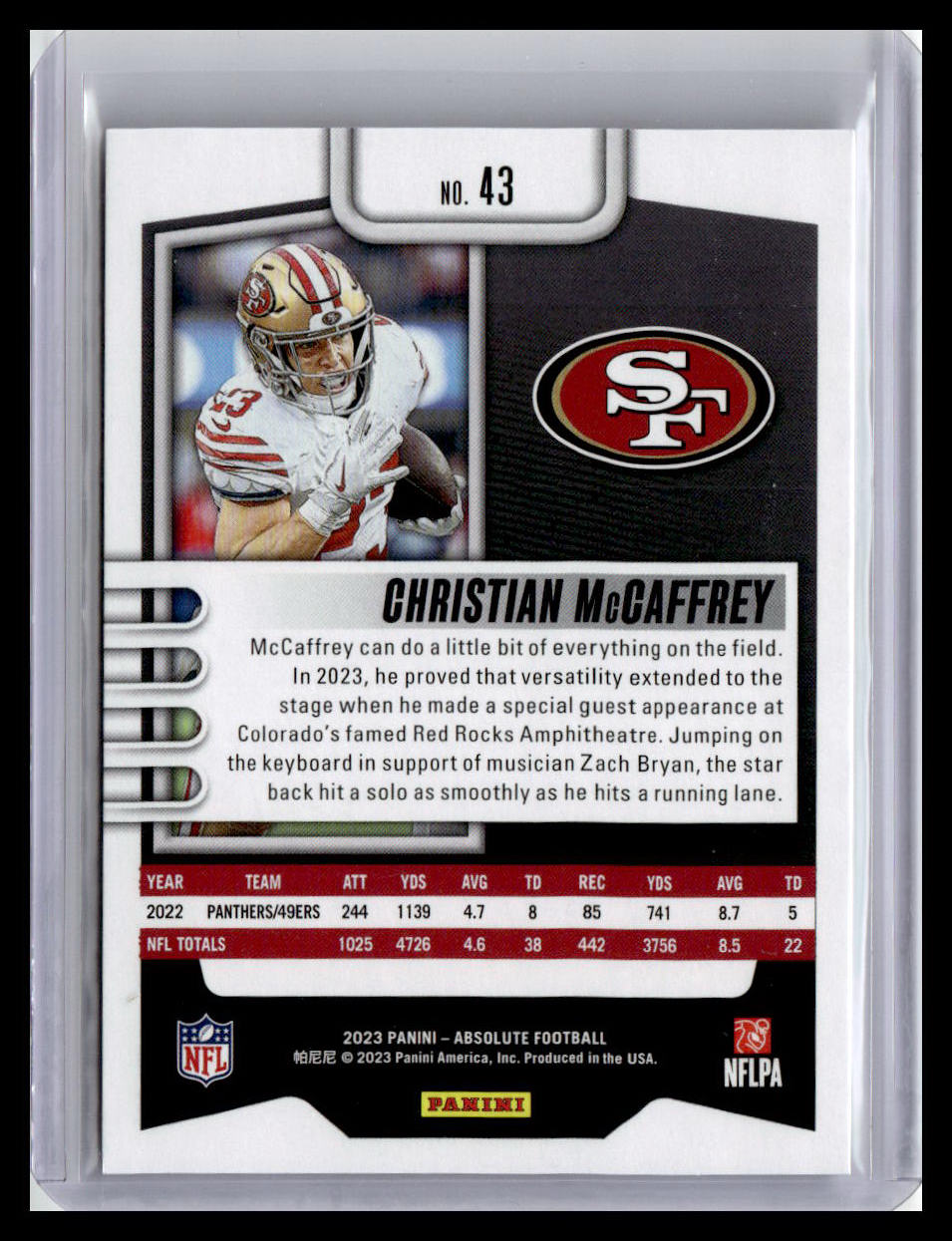 2023 Panini Absolute #43 Christian McCaffrey