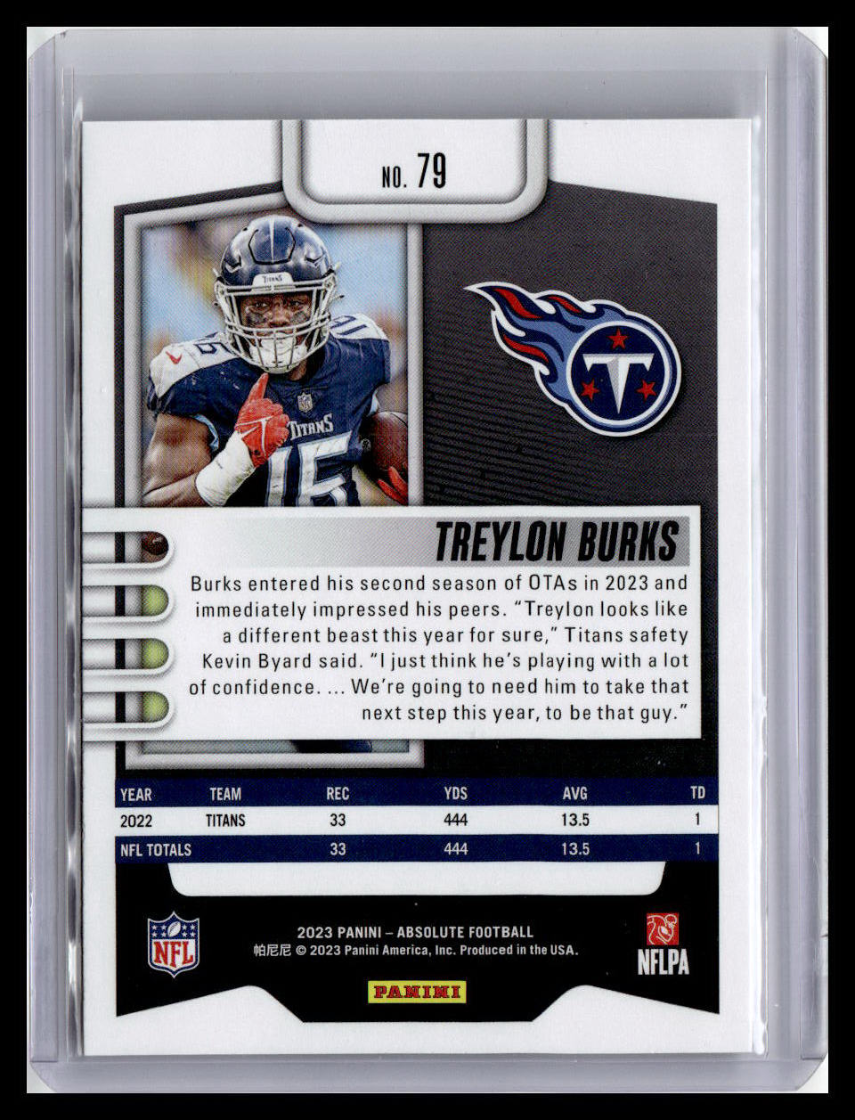 2023 Panini Absolute #79 Treylon Burks