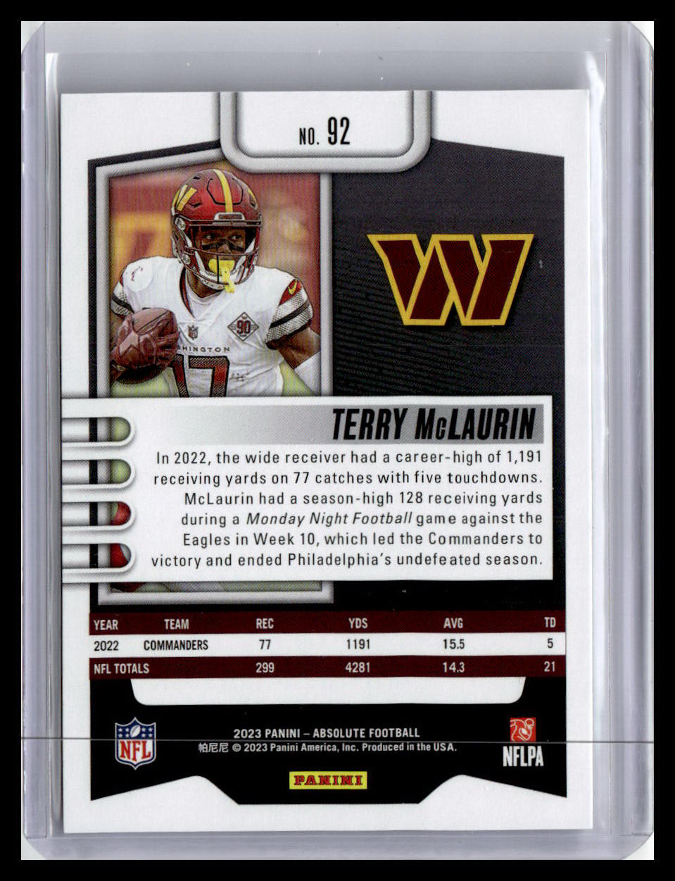 2023 Panini Absolute #92 Terry McLaurin