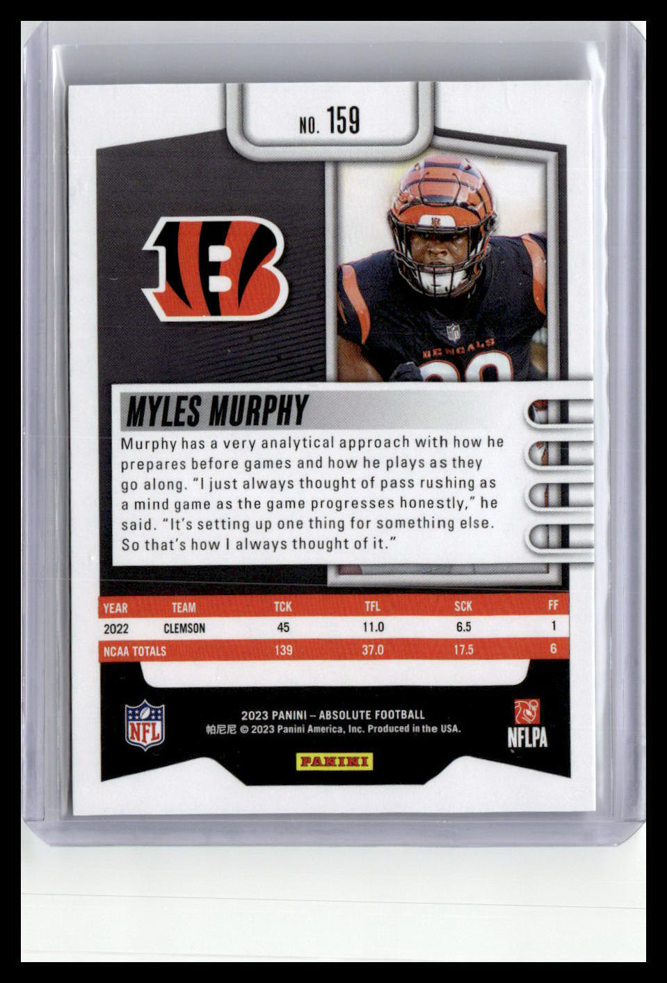 2023 Panini Absolute #159 Myles Murphy