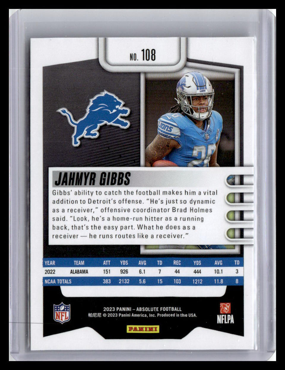 2023 Panini Absolute #108 Jahmyr Gibbs