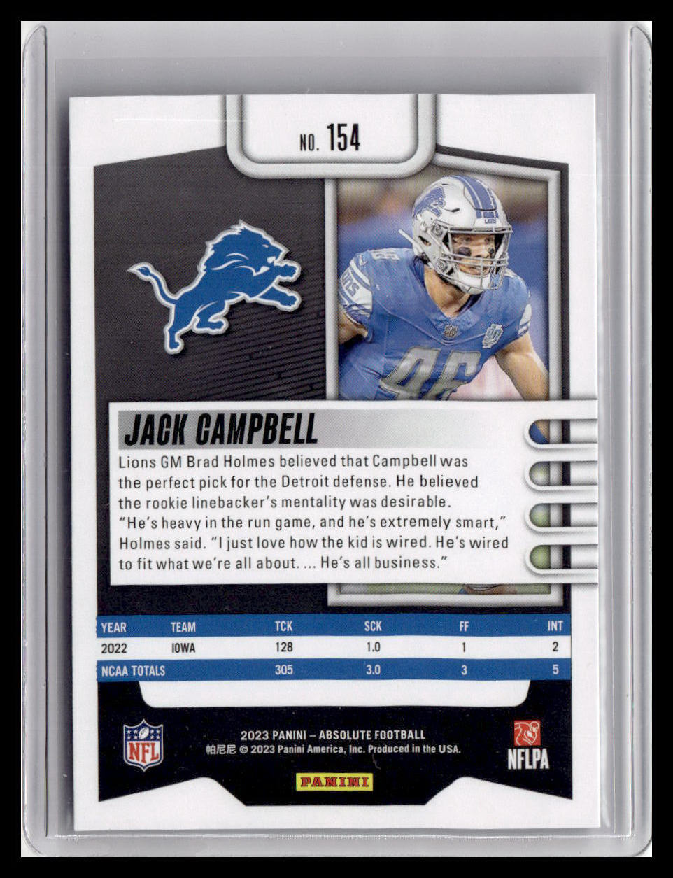 2023 Panini Absolute #154 Jack Campbell