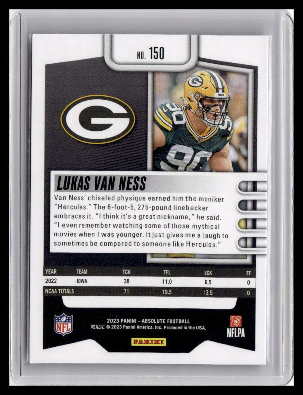 2023 Panini Absolute #150 Lukas Van Ness