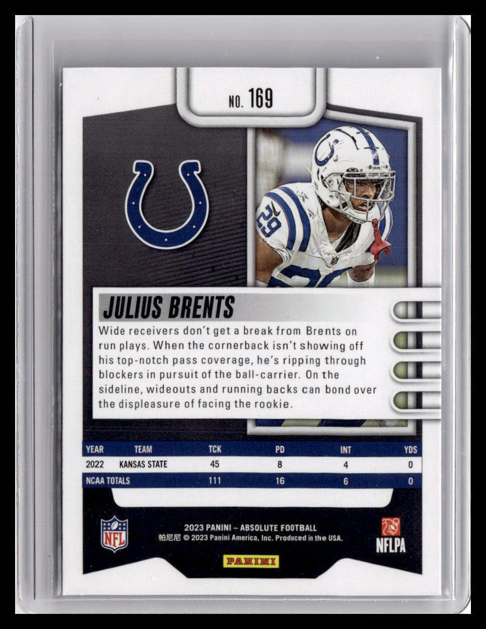 2023 Panini Absolute #169 Julius Brents