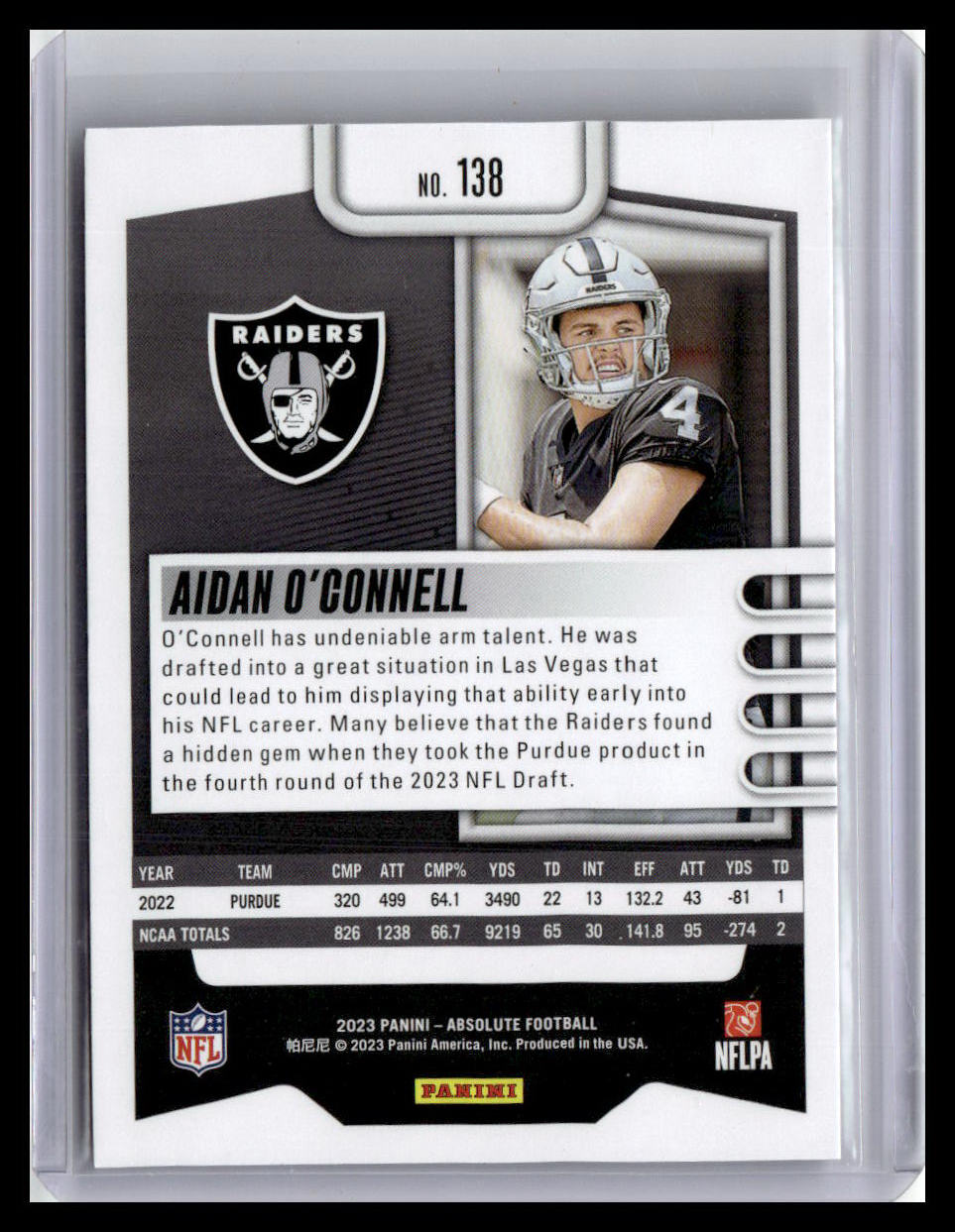 2023 Panini Absolute #138 Aidan O'Connell