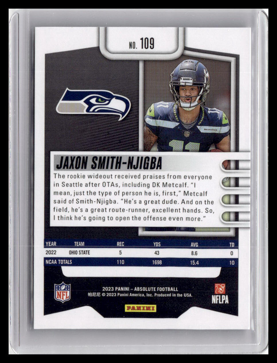 2023 Panini Absolute #109 Jaxon Smith-Njigba