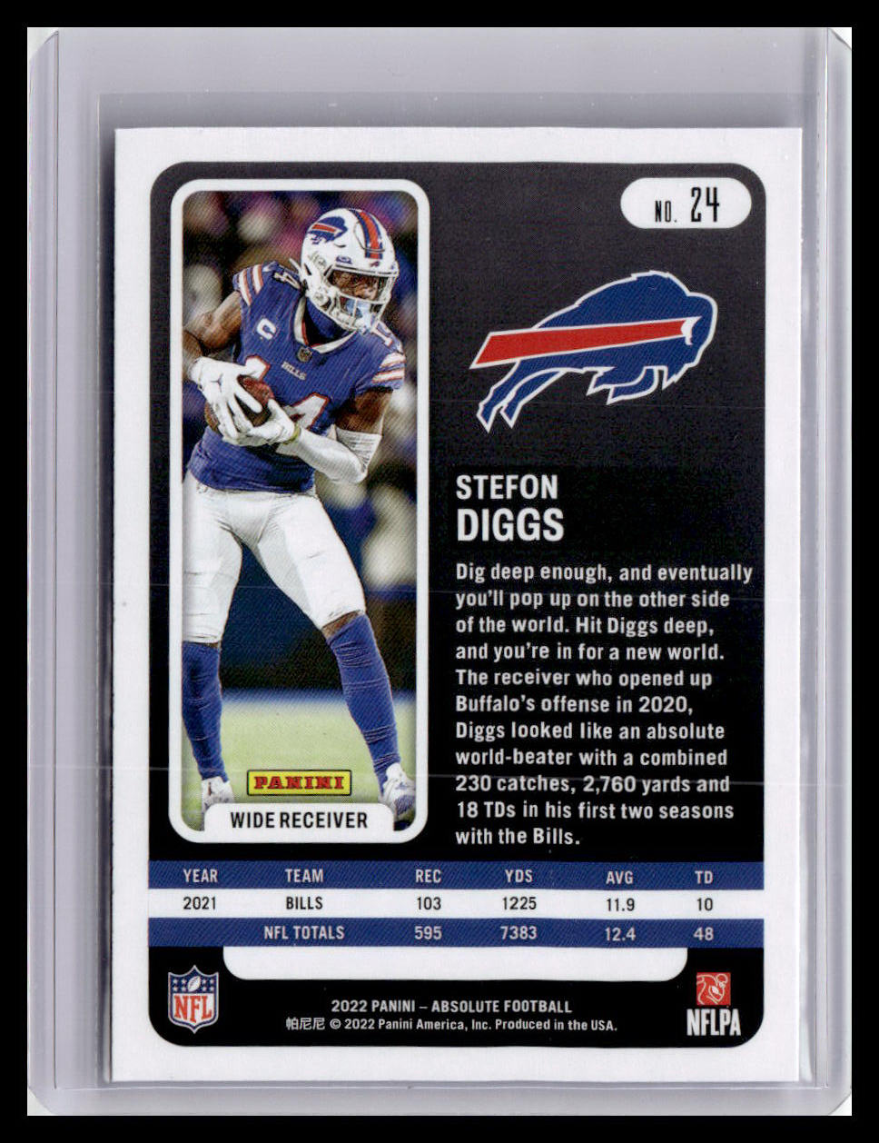 2022 Panini Absolute #24 Stefon Diggs