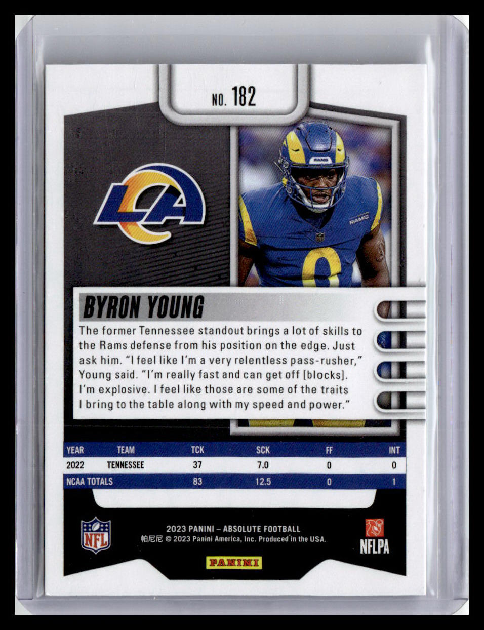 2023 Panini Absolute #182 Byron Young Green