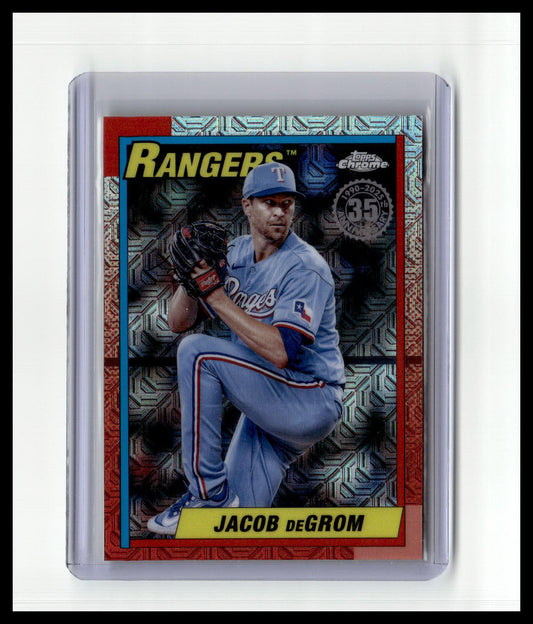 2025 Topps #T90C-142 Jacob deGrom 1990 Topps 35th Anniversary Chrome Mojo 1