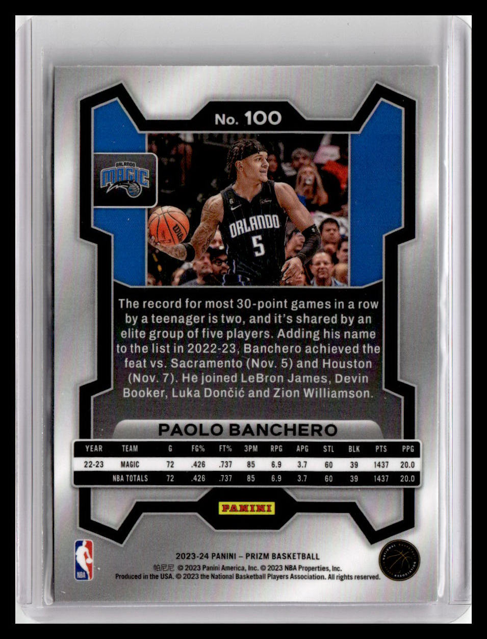 2023-24 Panini Prizm #100 Paolo Banchero
