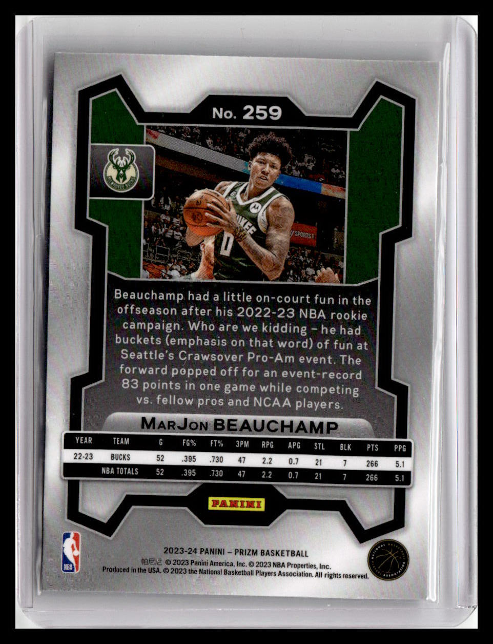 2023-24 Panini Prizm #259 MarJon Beauchamp