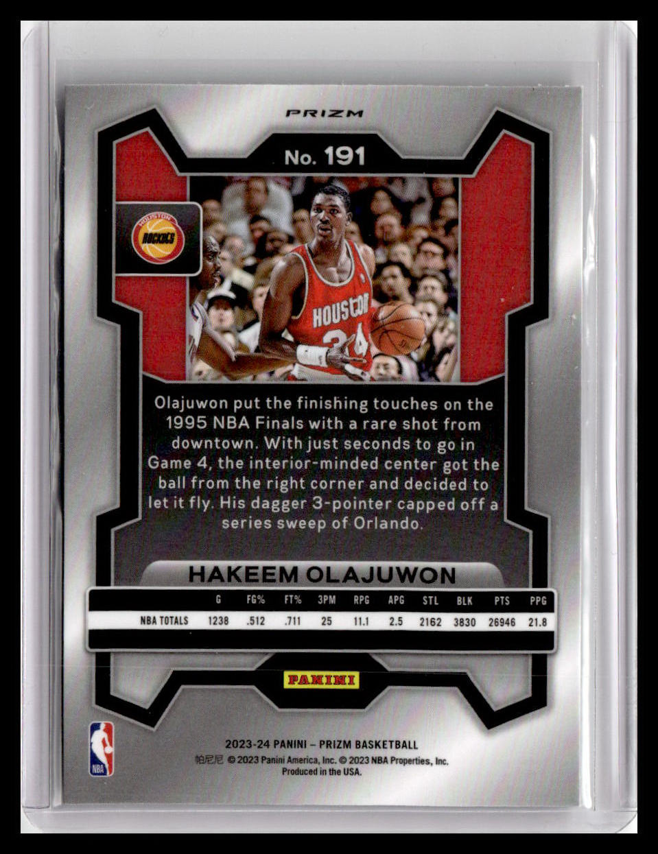 2023-24 Panini Prizm #191 Hakeem Olajuwon Prizms Silver